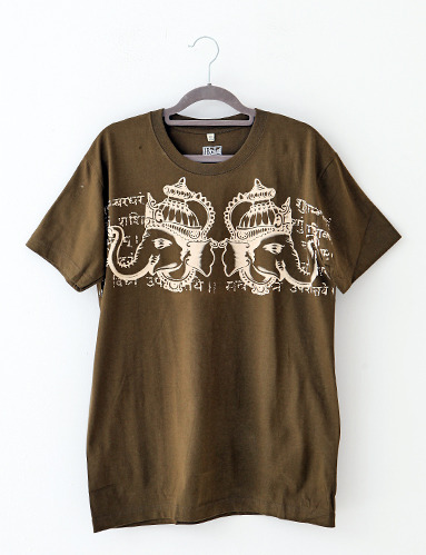 데칼코마니 코끼리 티셔츠 (4종) (M)  에스닉 히피 스타일 상의