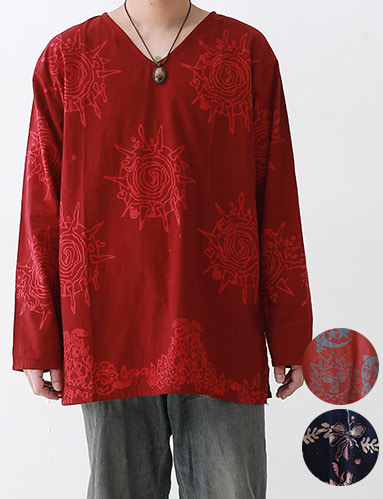 색다른 밤 긴팔 셔츠 (3종) (랜덤발송)  에스닉 히피룩 스타일 패션